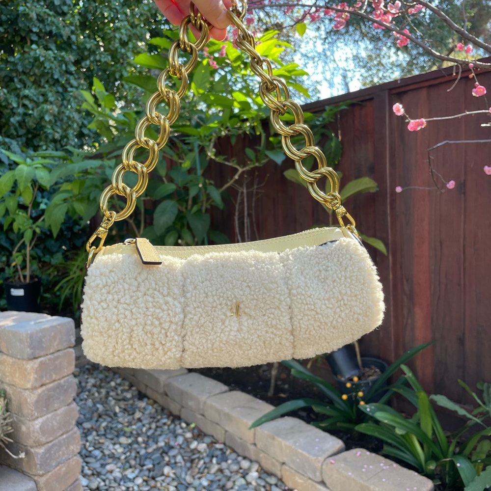 Manu Atelier Mini Shearling Cylinder Shoulder Bag